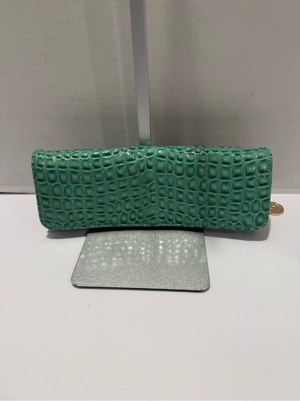 Big Buddha Green Croc-Embossed Clutch Wallet